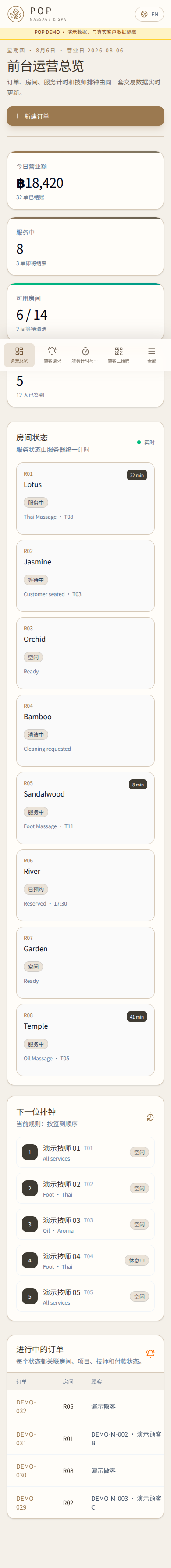 前台工作台演示界面